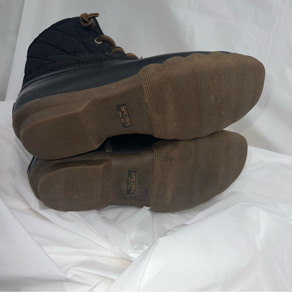 Sperry Black Saltwater Rubber Duck Boots Girl's Big Kids Size 3 Waterproof - Picture 12 of 13